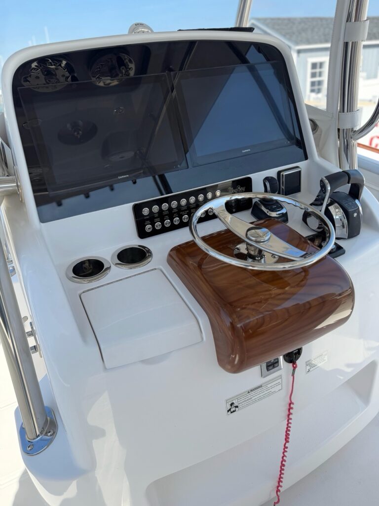 Clean boat helm and console after interior boat detailing